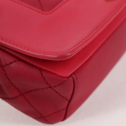 Chanel Matelasse Chain Shoulder Bag Leather Red Gold Cc