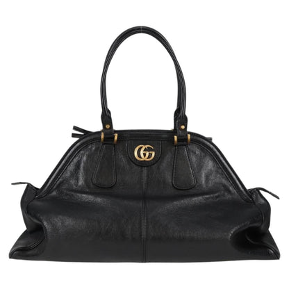 Gucci Gg Marmont Hand Bag Leather Black Gold 515937