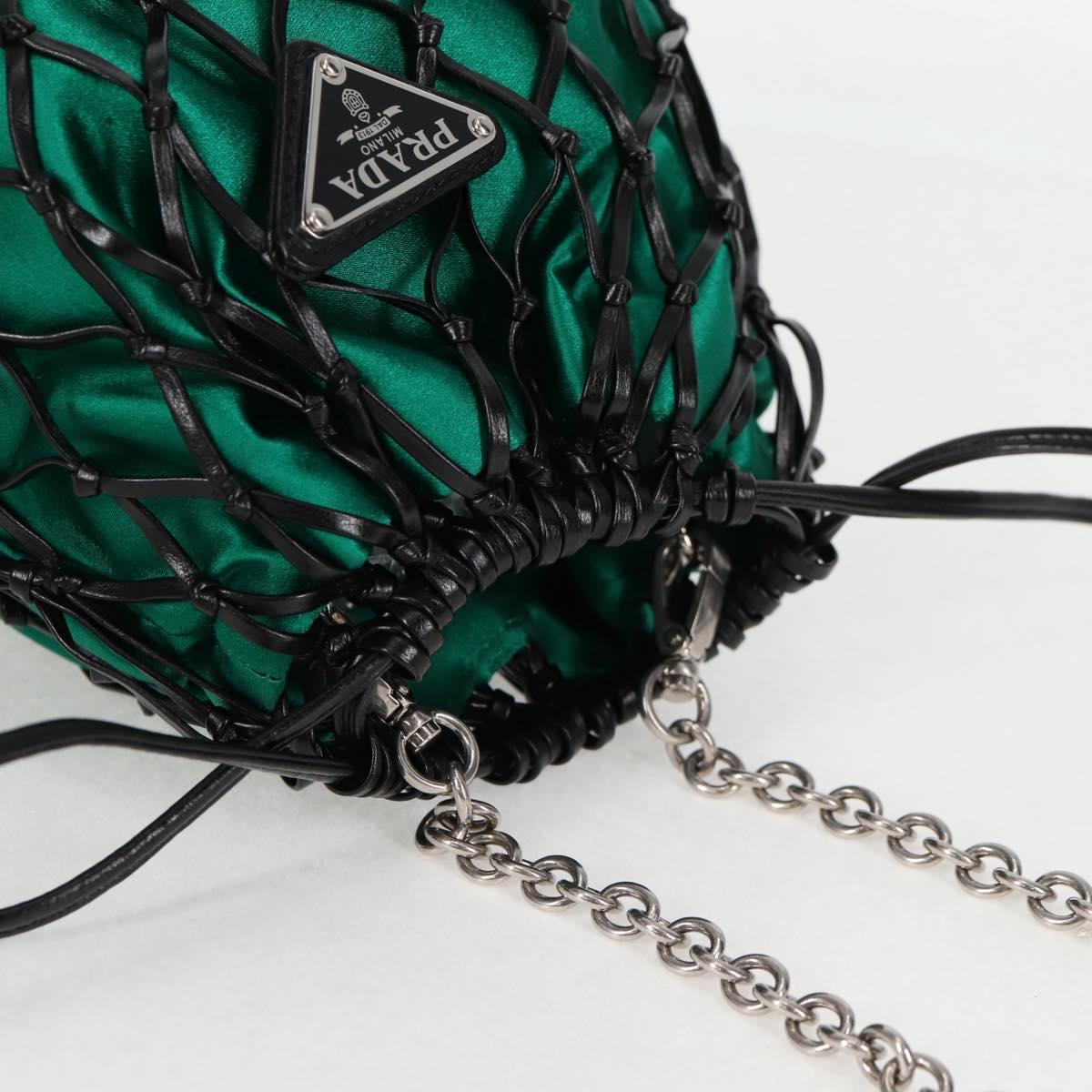 Prada Chain Shoulder Bag Satin Green