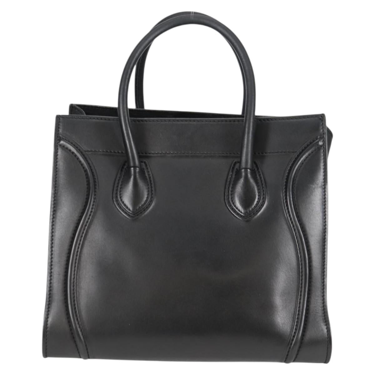 Celine Luggage Phantom Hand Bag Leather Black