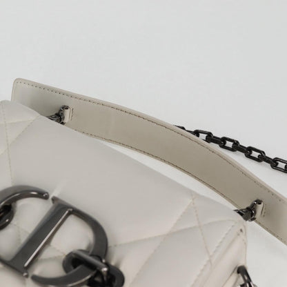 Christian Dior Chain Shoulder Bag Leather 2WAY White Silver