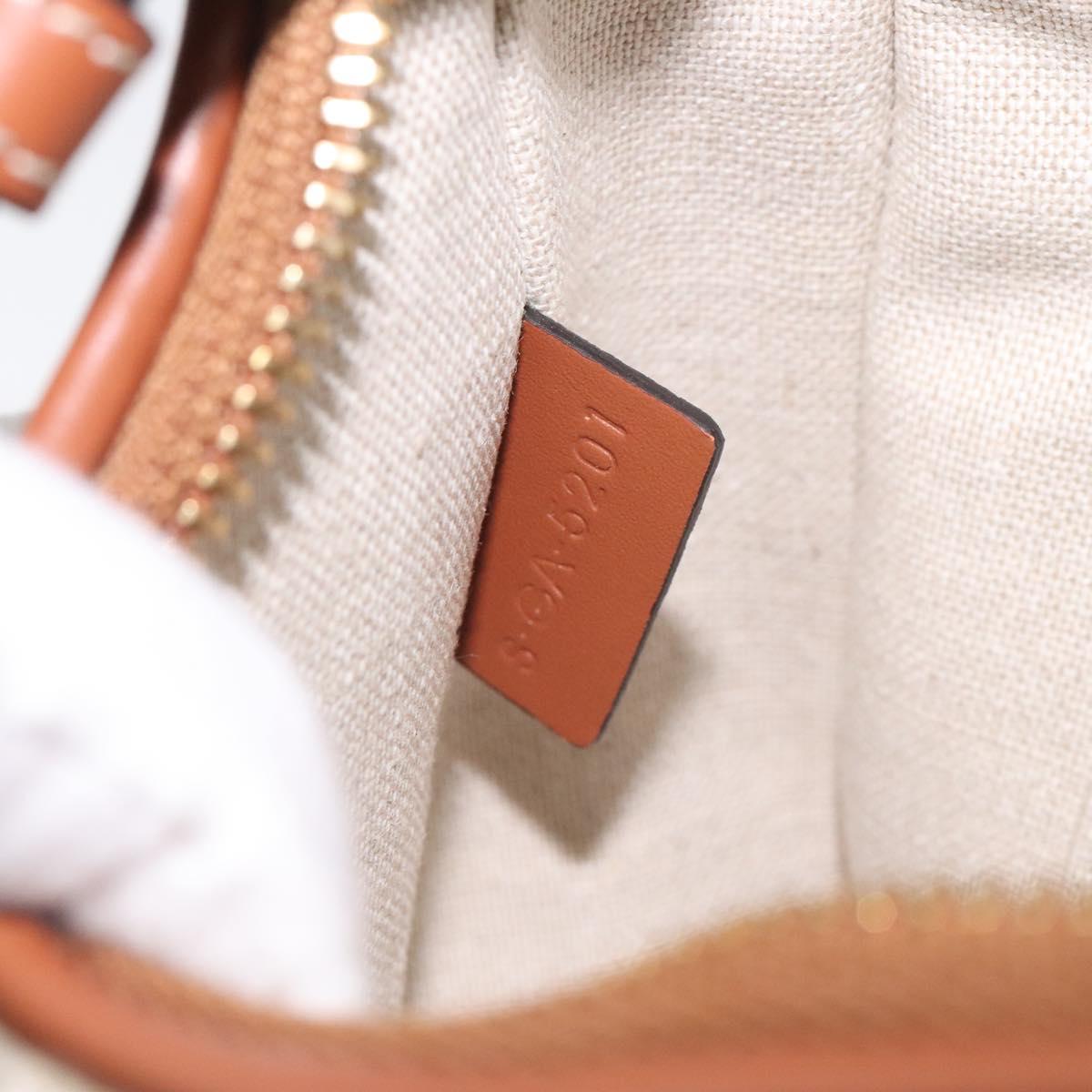 Celine Triomphe Shoulder Bag Pile White Brown Gold