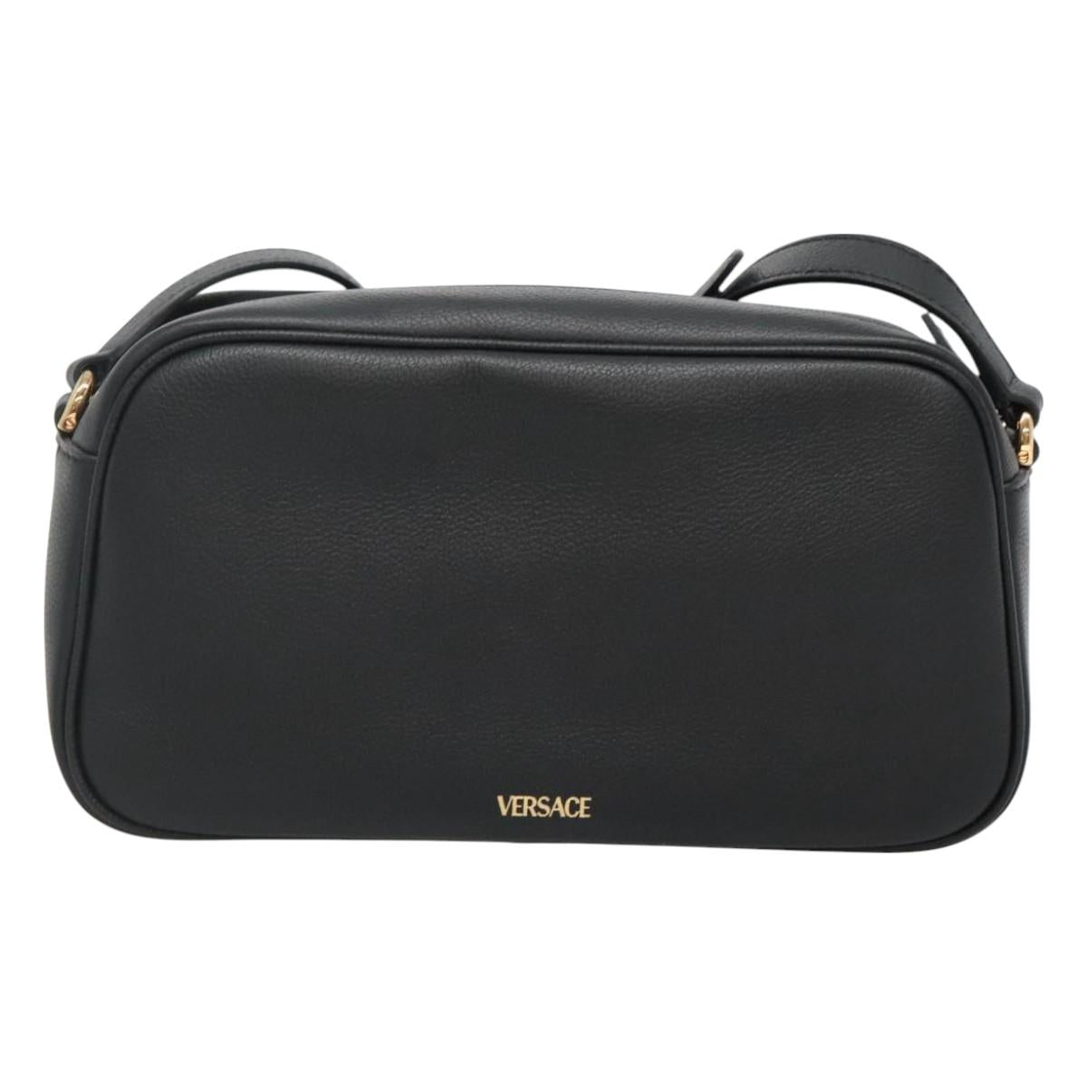 Versace Shoulder Bag Leather Black Gold