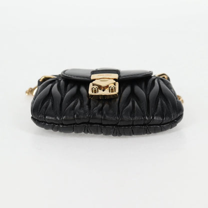 Miu Miu Matelasse Chain Pouch Shoulder Bag Leather Black Gold