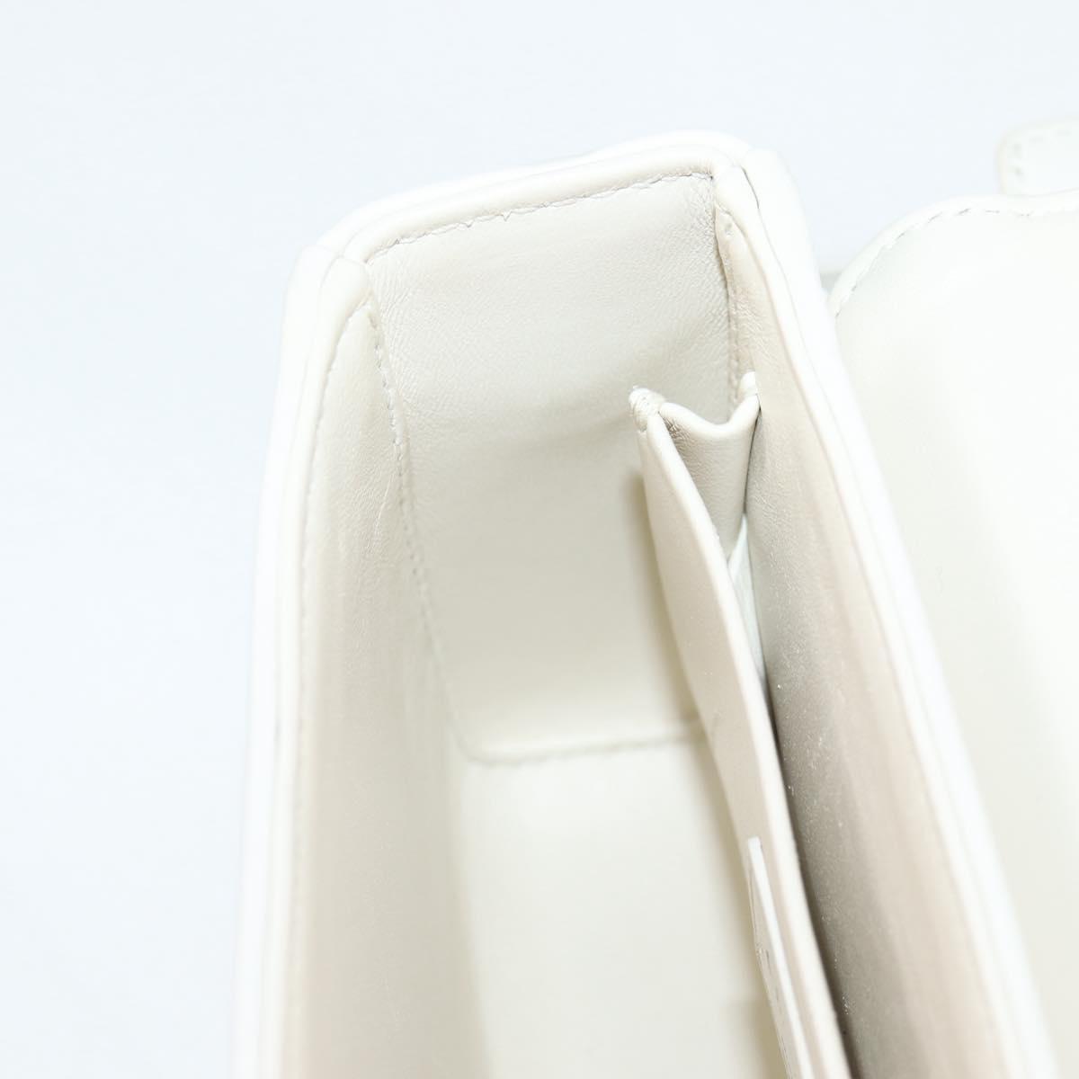 Christian Dior Chain Shoulder Bag Leather 2WAY White Silver