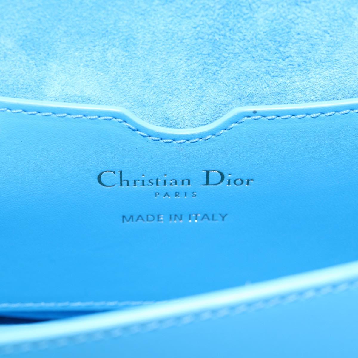 Christian Dior Bobby East West Shoulder Bag Leather Blue Gold