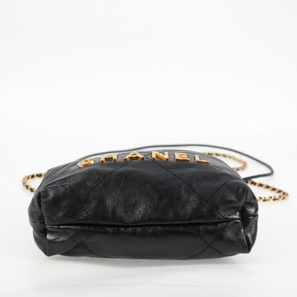 Chanel Chain Chanel 22 Shoulder Bag Leather Black Gold Cc