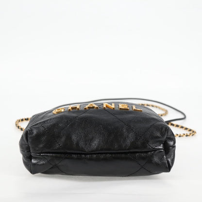 Chanel Chain Chanel 22 Shoulder Bag Leather Black Gold Cc