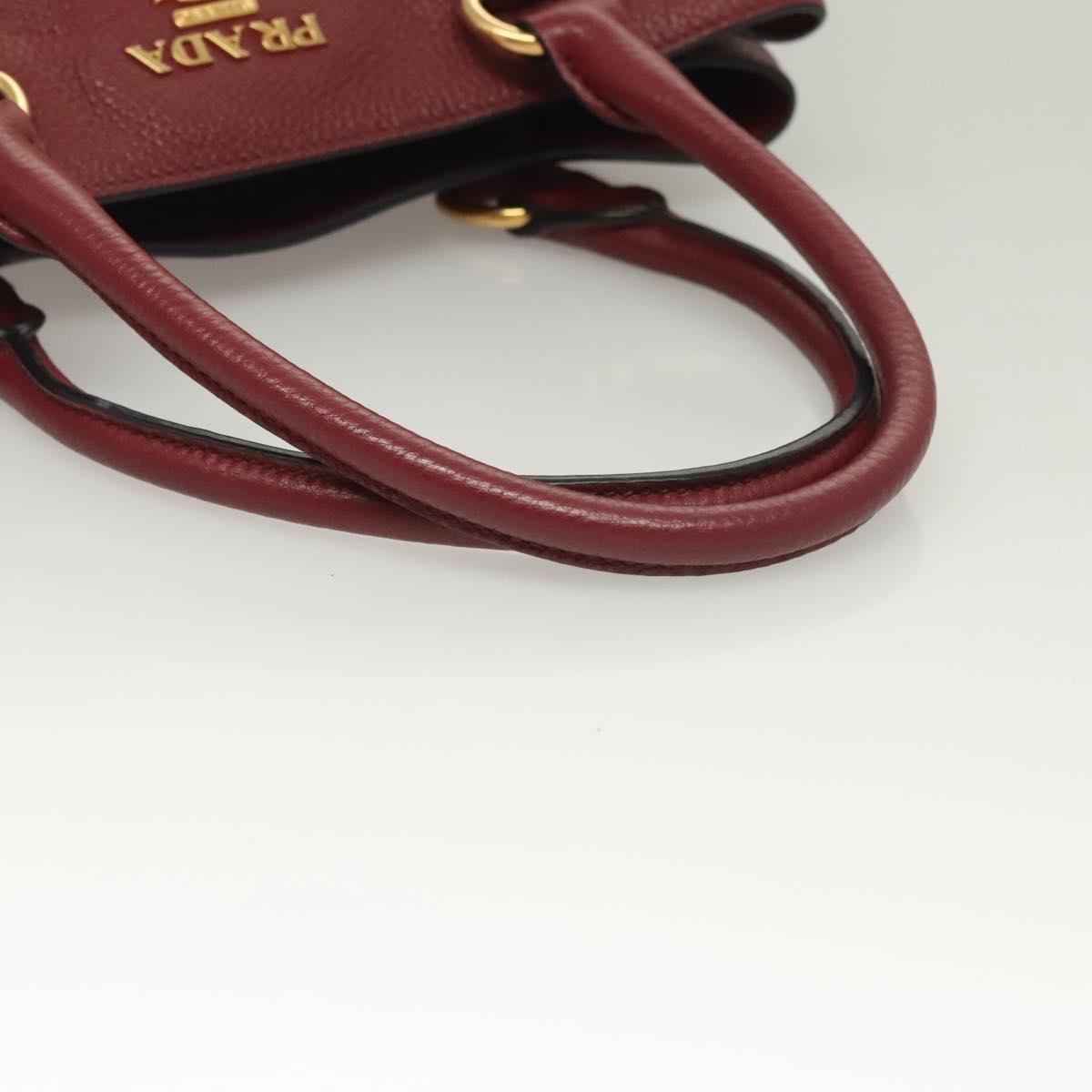 Prada Hand Bag Leather Bordeaux Gold