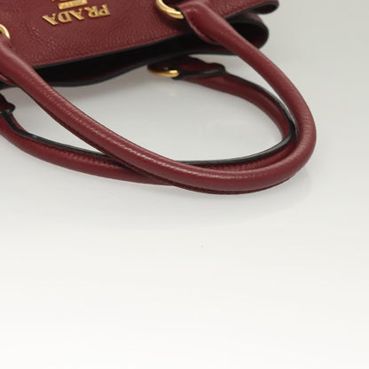 Prada Hand Bag Leather Bordeaux Gold