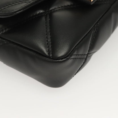 Versace Chain Shoulder Bag Leather Black Gold