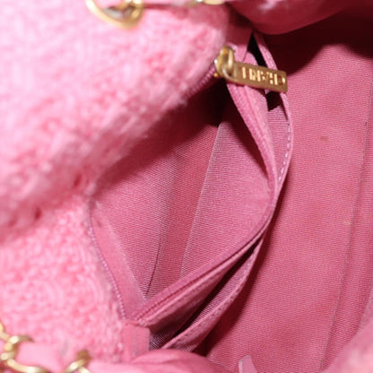 Chanel Matelasse Chain Shoulder Bag Wool Pink Gold Cc