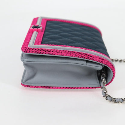 Chanel Chain Matelasse Boy Chanel Shoulder Bag Canvas Navy Cc