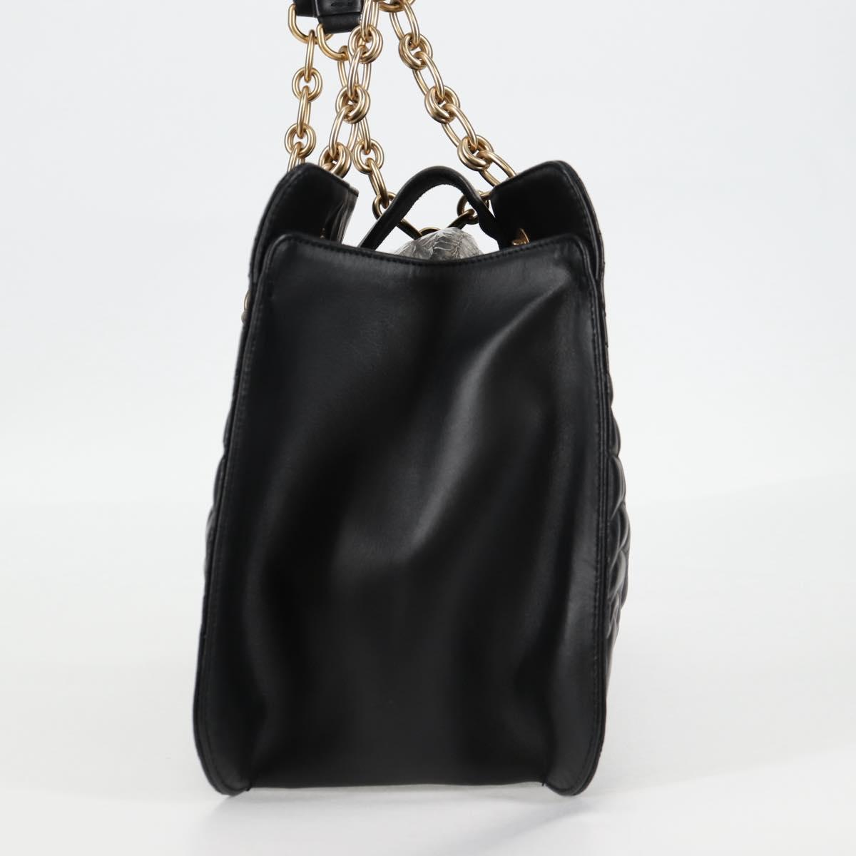 Salvatore Ferragamo Chain Tote Bag Leather Black Gold