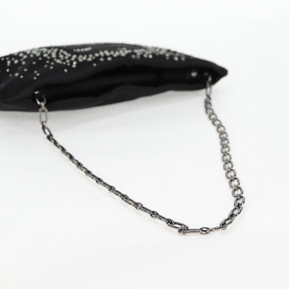 Chanel Camellia Rhinestone Chain Accessory Pouch Satin Black Cc