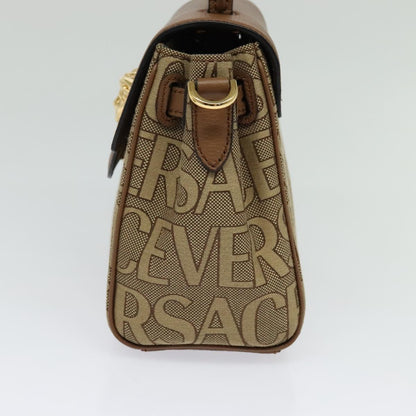 Versace Hand Bag Canvas Leather 3WAY Brown Gold