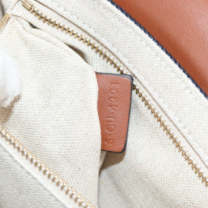 Celine Shoulder Bag Canvas Leather Brown Gold