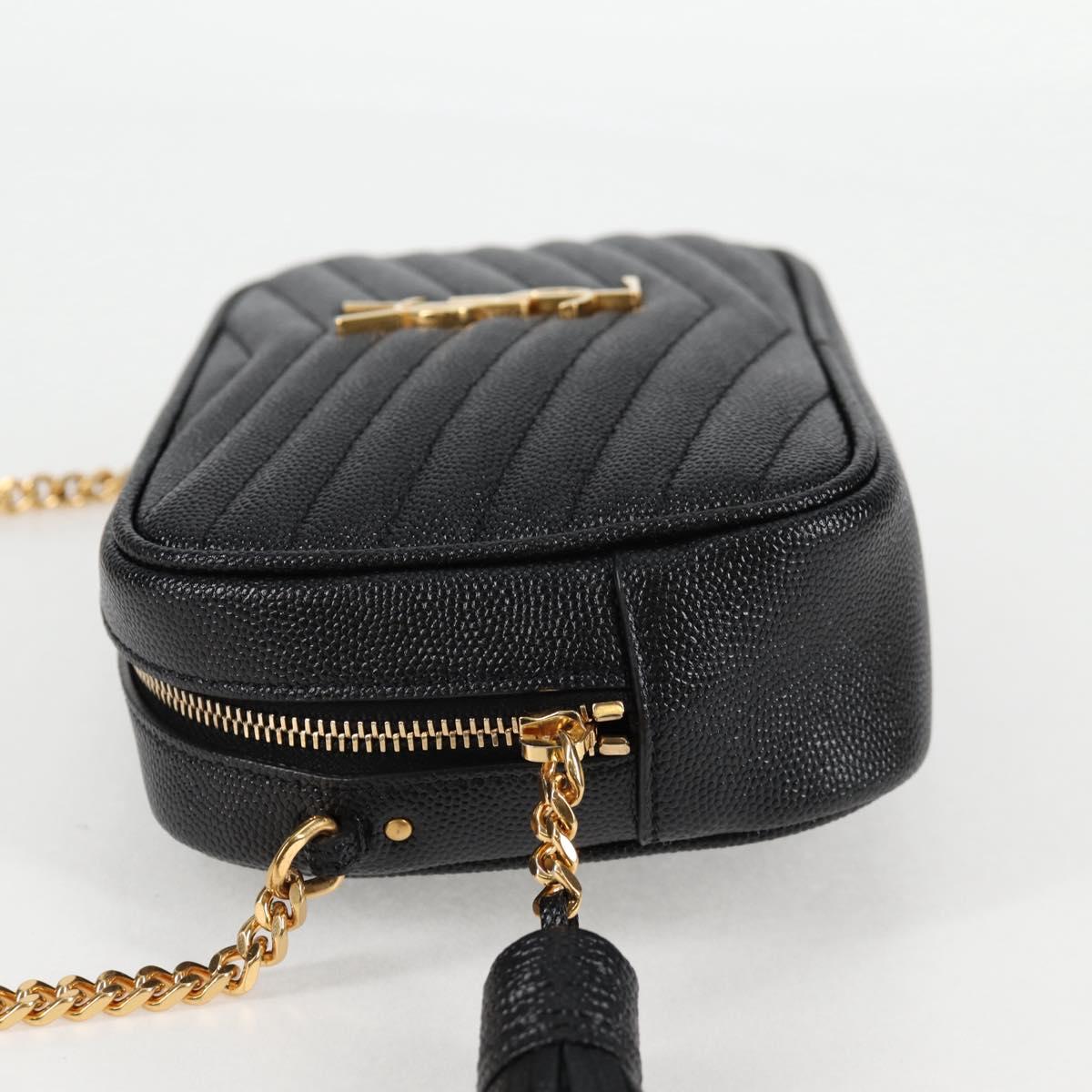 Saint Laurent Chain Lou Mini Shoulder Bag Leather Black Gold