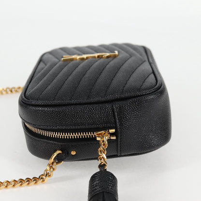 Saint Laurent Chain Lou Mini Shoulder Bag Leather Black Gold