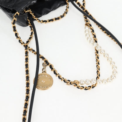Chanel Chain Chanel 22 Shoulder Bag Leather Black Gold Cc