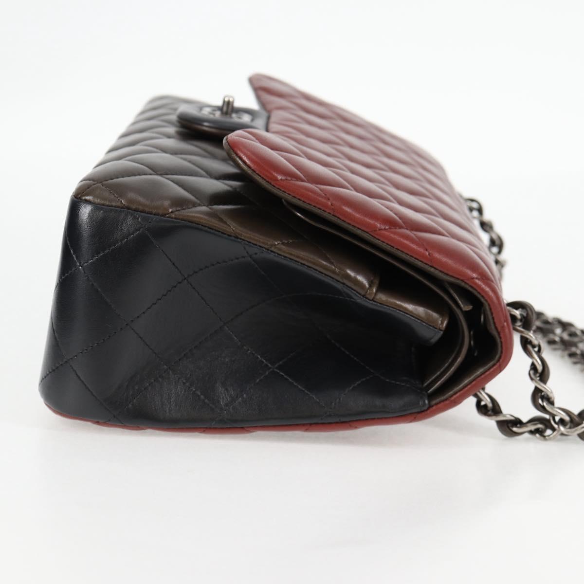 Chanel Big Matelasse Chain Shoulder Bag Lamb Skin Brown Cc