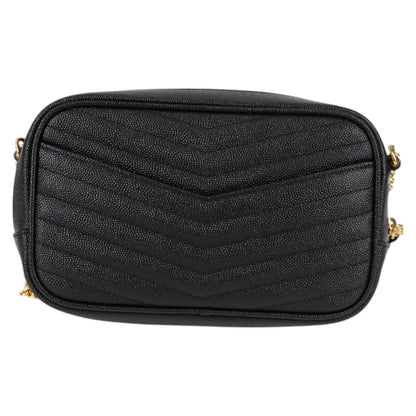 Saint Laurent Chain Lou Mini Shoulder Bag Leather Black Gold
