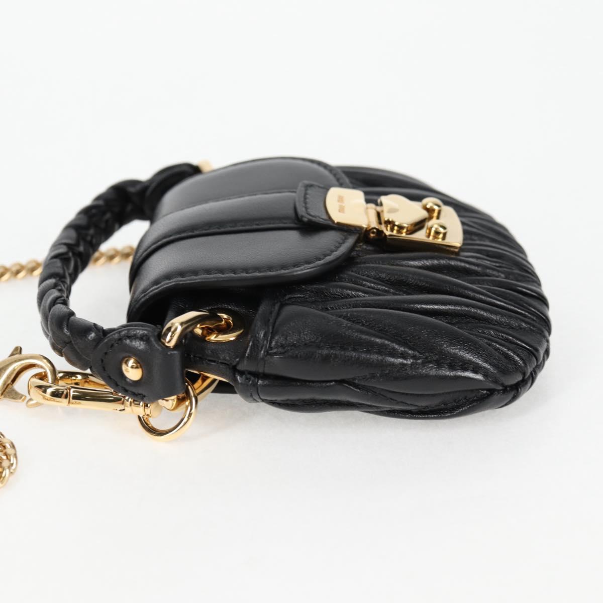 Miu Miu Matelasse Chain Pouch Shoulder Bag Leather Black Gold