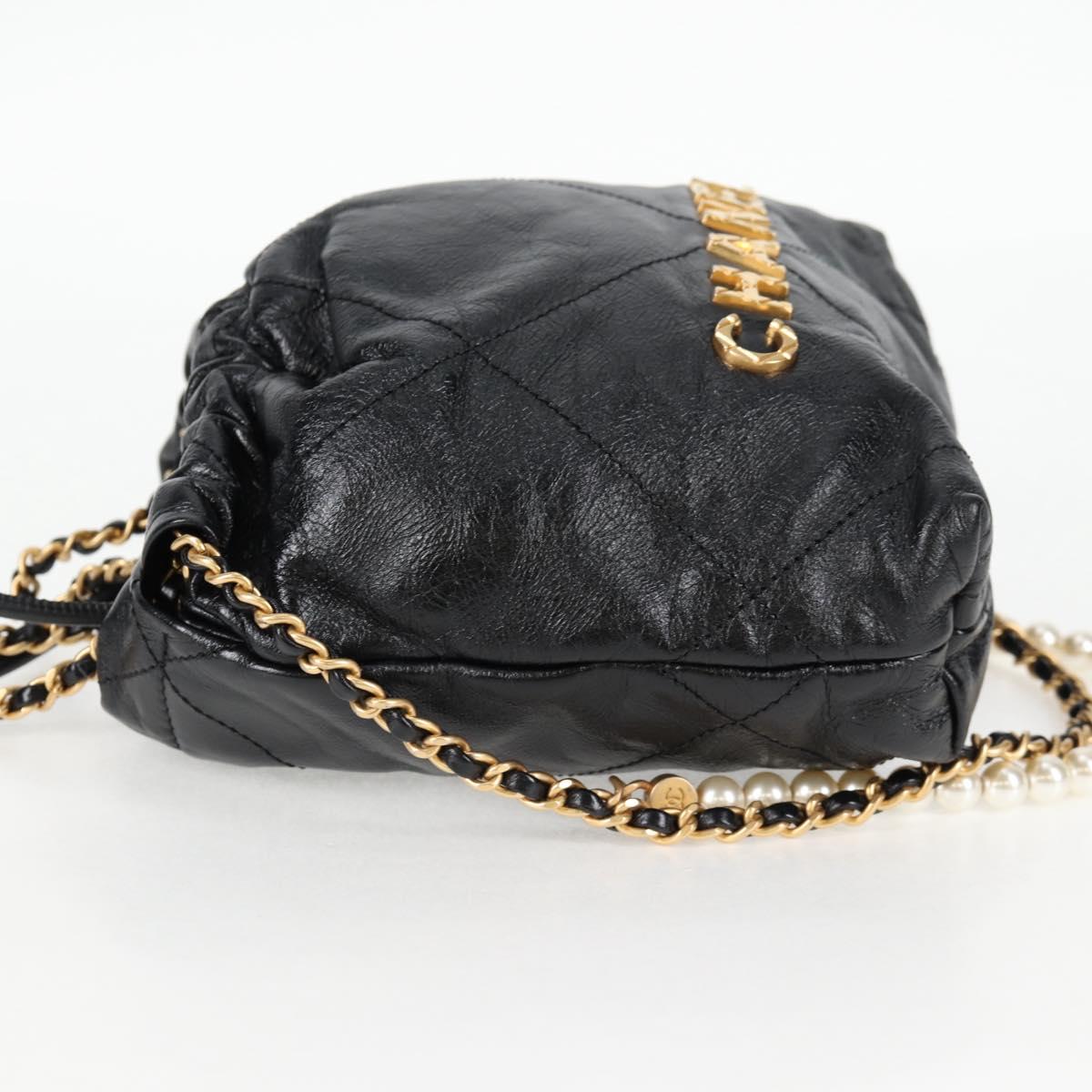 Chanel Chain Chanel 22 Shoulder Bag Leather Black Gold Cc