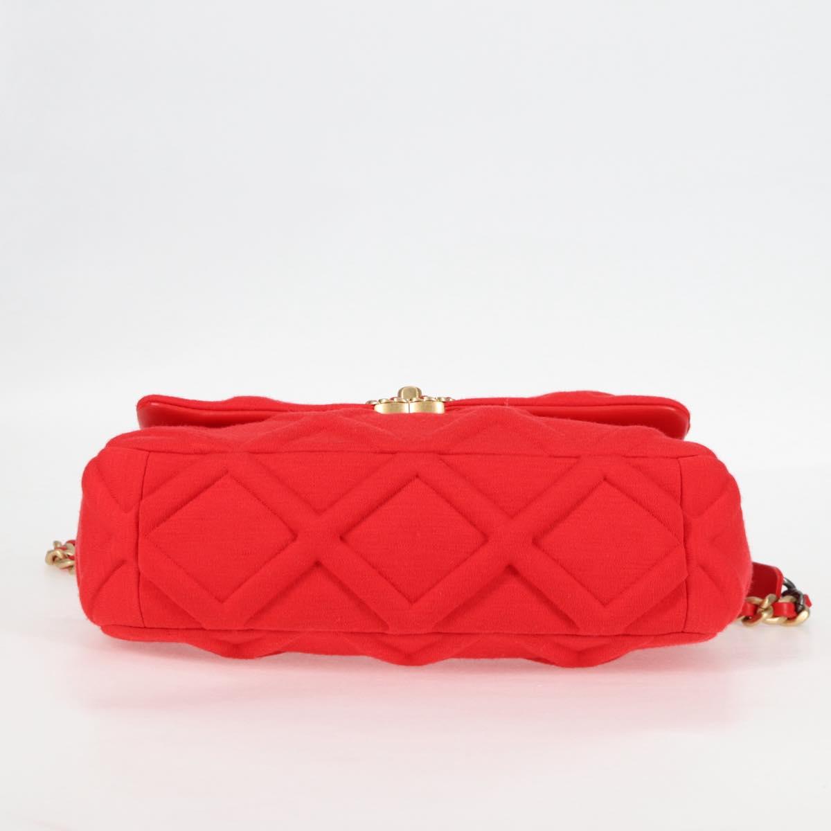 Chanel Chain Shoulder Bag Cotton 2WAY Red Gold Silver Cc