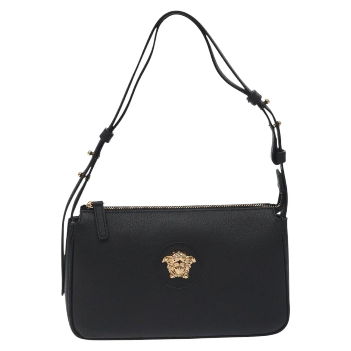 Versace Shoulder Bag Leather Black Gold