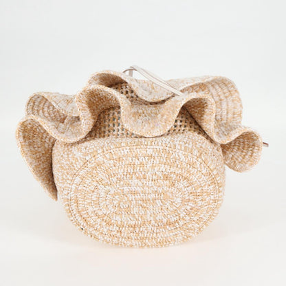 Loewe Sequin Balloon Shoulder Bag Raffia Beige Gold