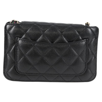 Chanel Matelasse Chain Shoulder Bag Caviar Skin Black Cc