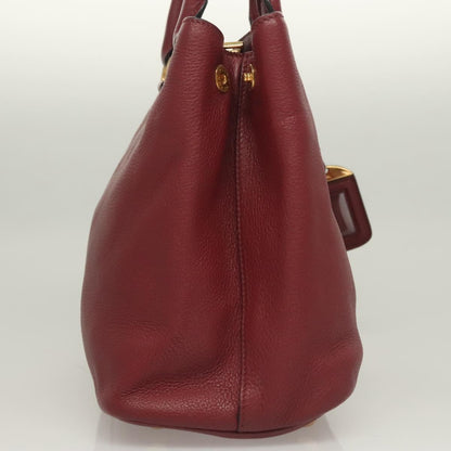 Prada Hand Bag Leather Bordeaux Gold