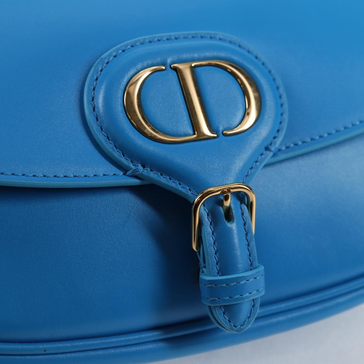 Christian Dior Bobby East West Shoulder Bag Leather Blue Gold