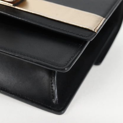 Salvatore Ferragamo Vala Chain Shoulder Bag Leather Black Gold