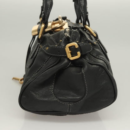 Chloe Paddington Hand Bag Leather Black Gold Silver