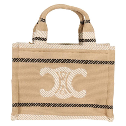 Celine Triomphe Small Cabas Tice Tote Bag Canvas Beige Gold