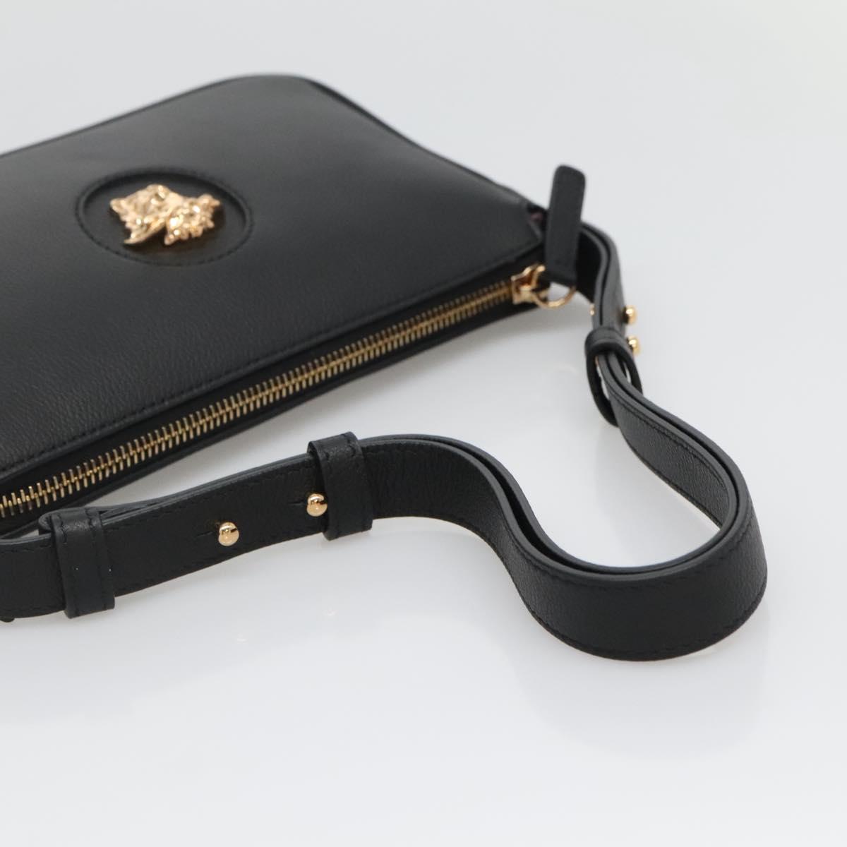Versace Shoulder Bag Leather Black Gold