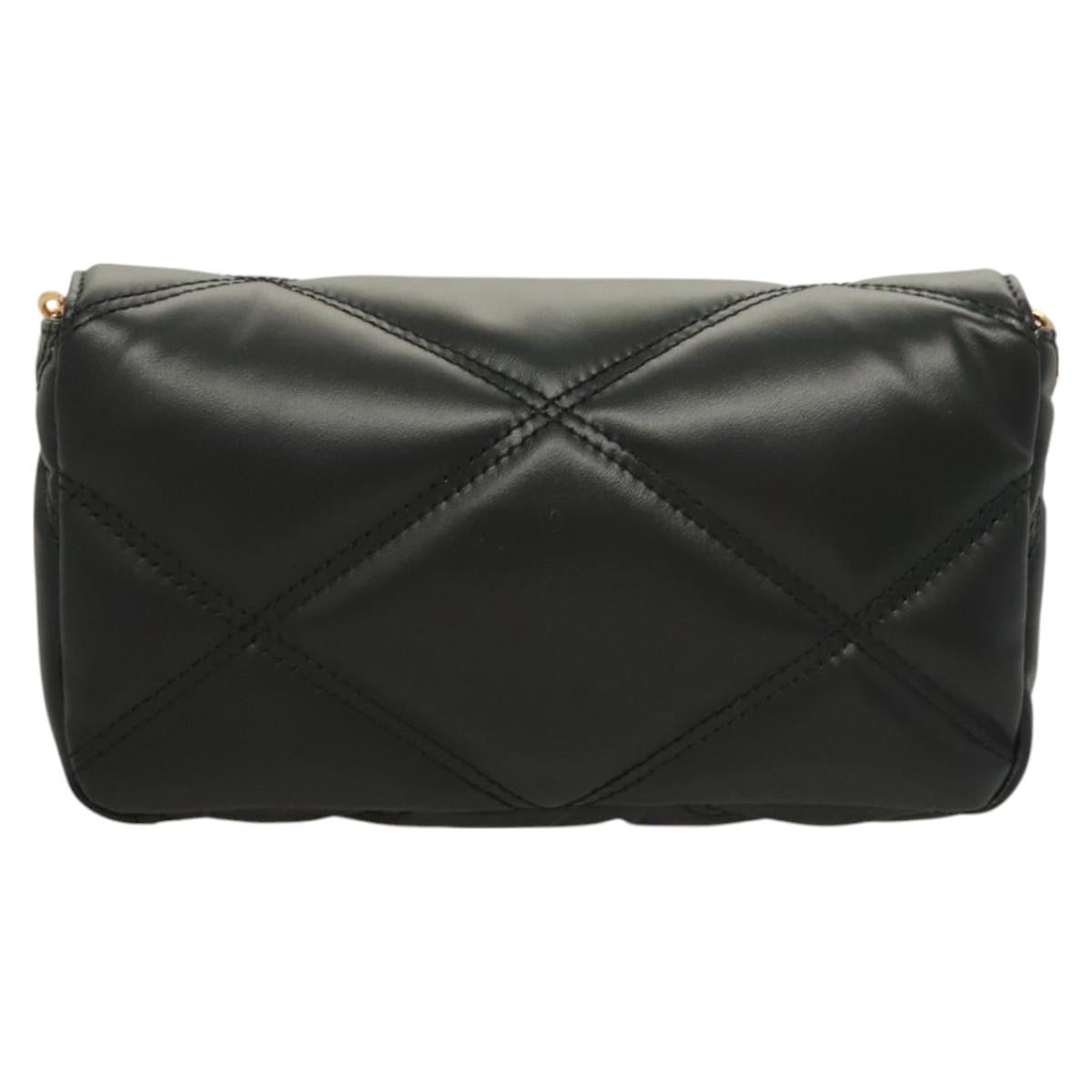 Versace Chain Shoulder Bag Leather Black Gold