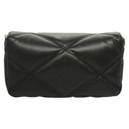 Versace Chain Shoulder Bag Leather Black Gold