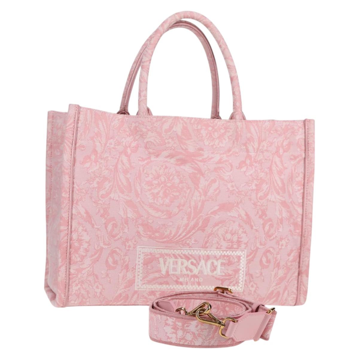 Versace Athena Barocco Tote Bag Canvas 2WAY Pink