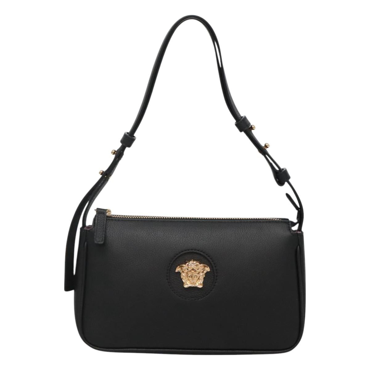 Versace Shoulder Bag Leather Black Gold