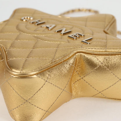 Chanel Matelasse Chain Shoulder Bag Leather Gold Cc