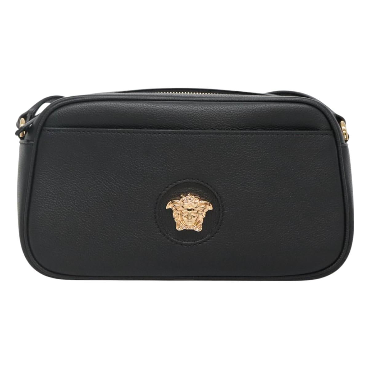 Versace Shoulder Bag Leather Black Gold