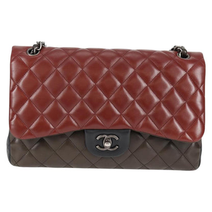 Chanel Big Matelasse Chain Shoulder Bag Lamb Skin Brown Cc