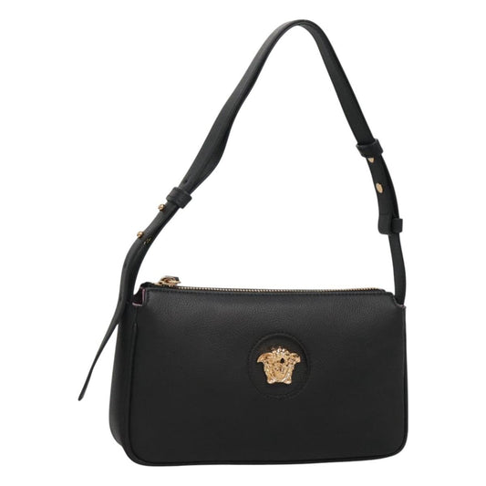 Versace Shoulder Bag Leather Black Gold