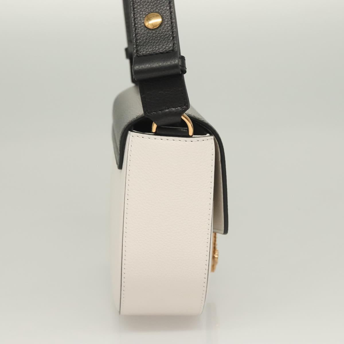 Versace Shoulder Bag Leather Black Gold White