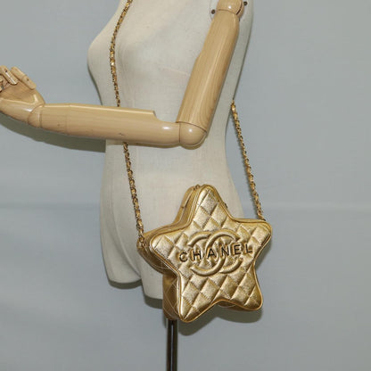 Chanel Matelasse Chain Shoulder Bag Leather Gold Cc