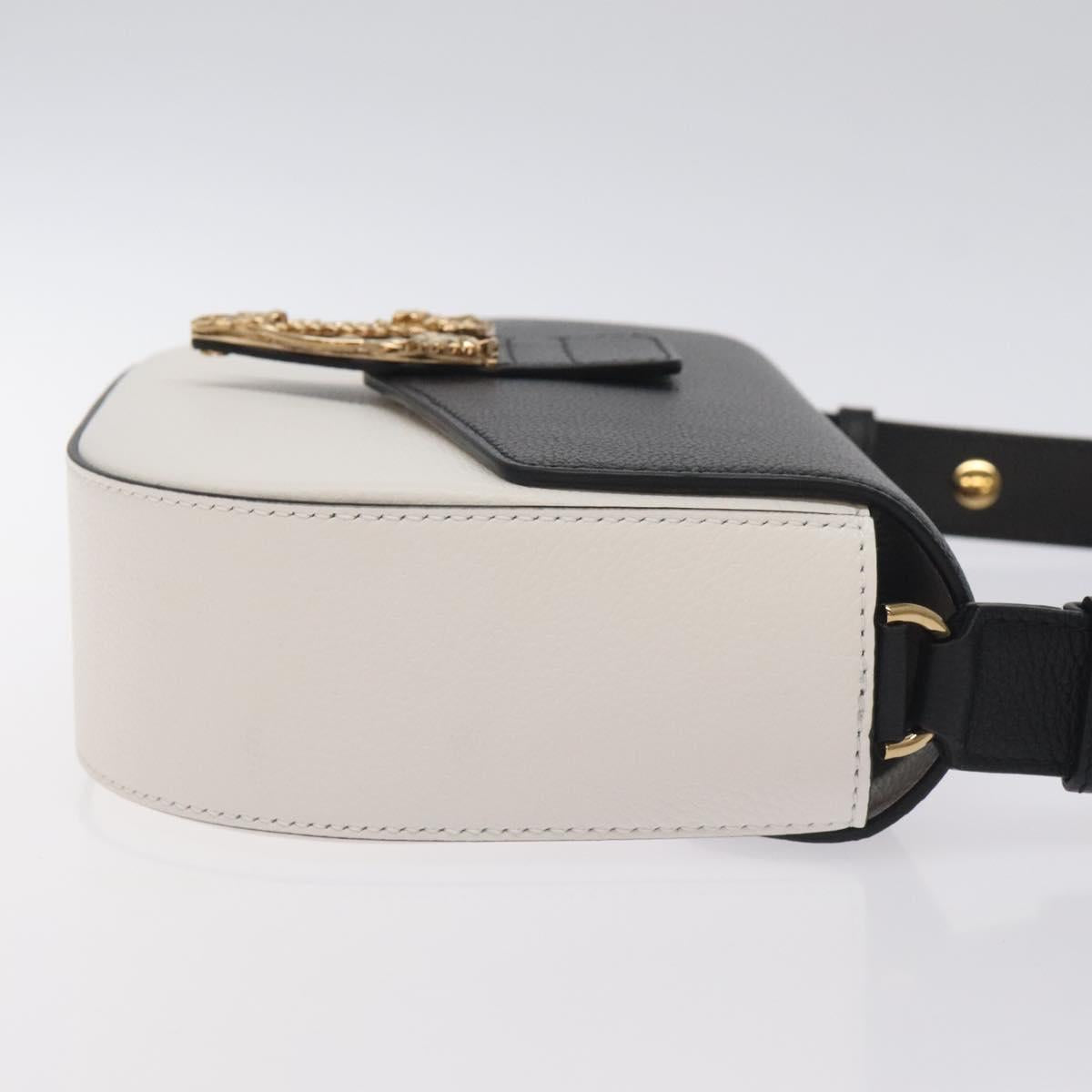 Versace Shoulder Bag Leather Black Gold White
