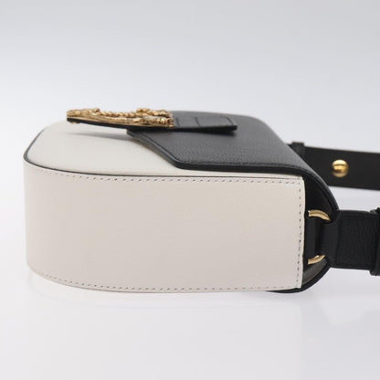 Versace Shoulder Bag Leather Black Gold White